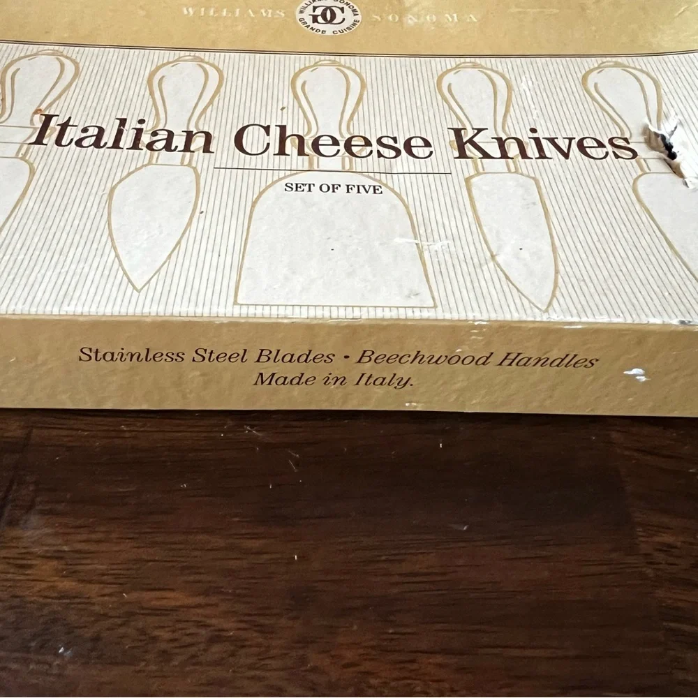 Williams Sonoma Italian Cheese Knife Collection Beechwood Handles S/5